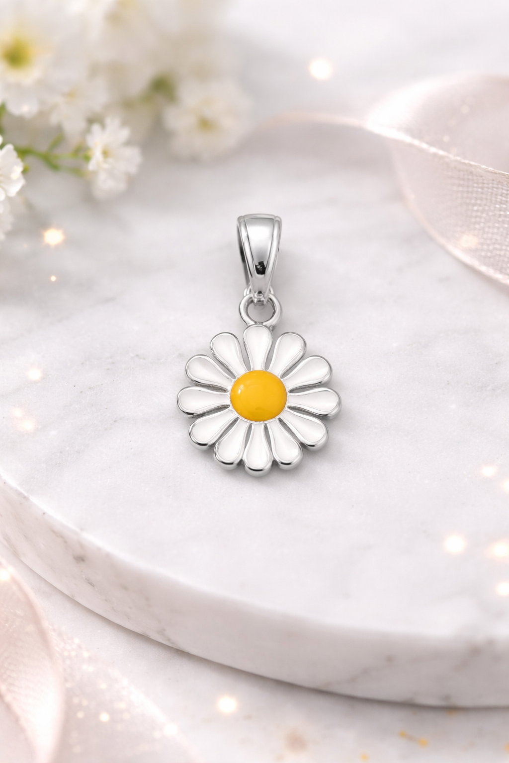 Daisy Pendant Sterling Silver 925-0.8”