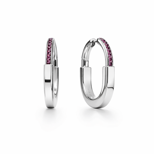 Rosé Glow Hoops – Sterling Silver 925 with Pink Zirconia (22mm)
