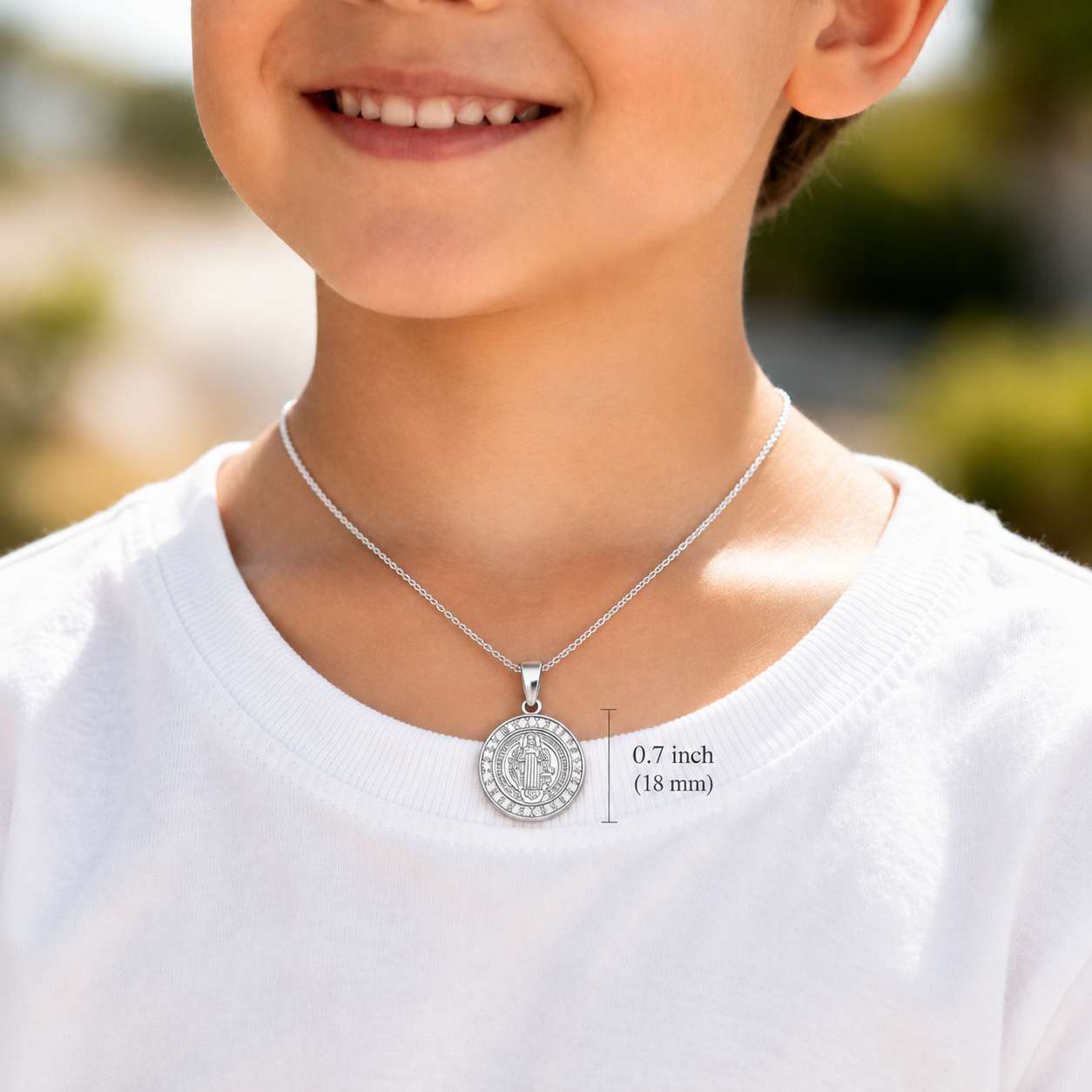 Small Saint Benedict Medal  0.7 inch – 925 Sterling Silver