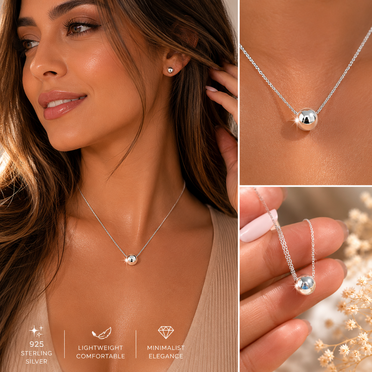 Carmela Necklace 925 Sterling Silver-8mm
