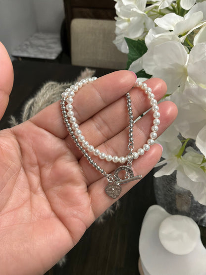 The Pearl Duo Bracelet 4mm - Sterling Silver 925