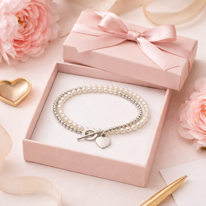 The Pearl Duo Bracelet 4mm - Sterling Silver 925