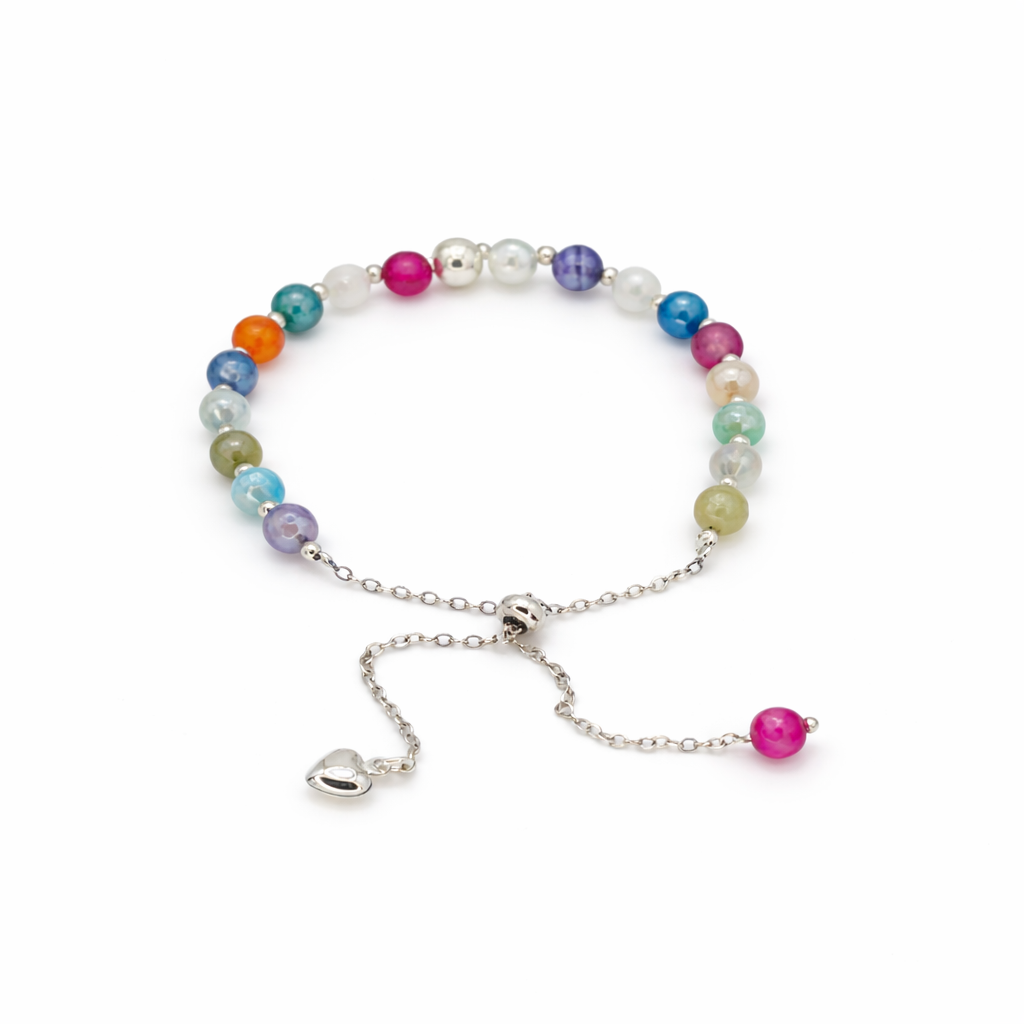 Aurora Gemstone Adjustable Bracelet -Sterling Silver 925