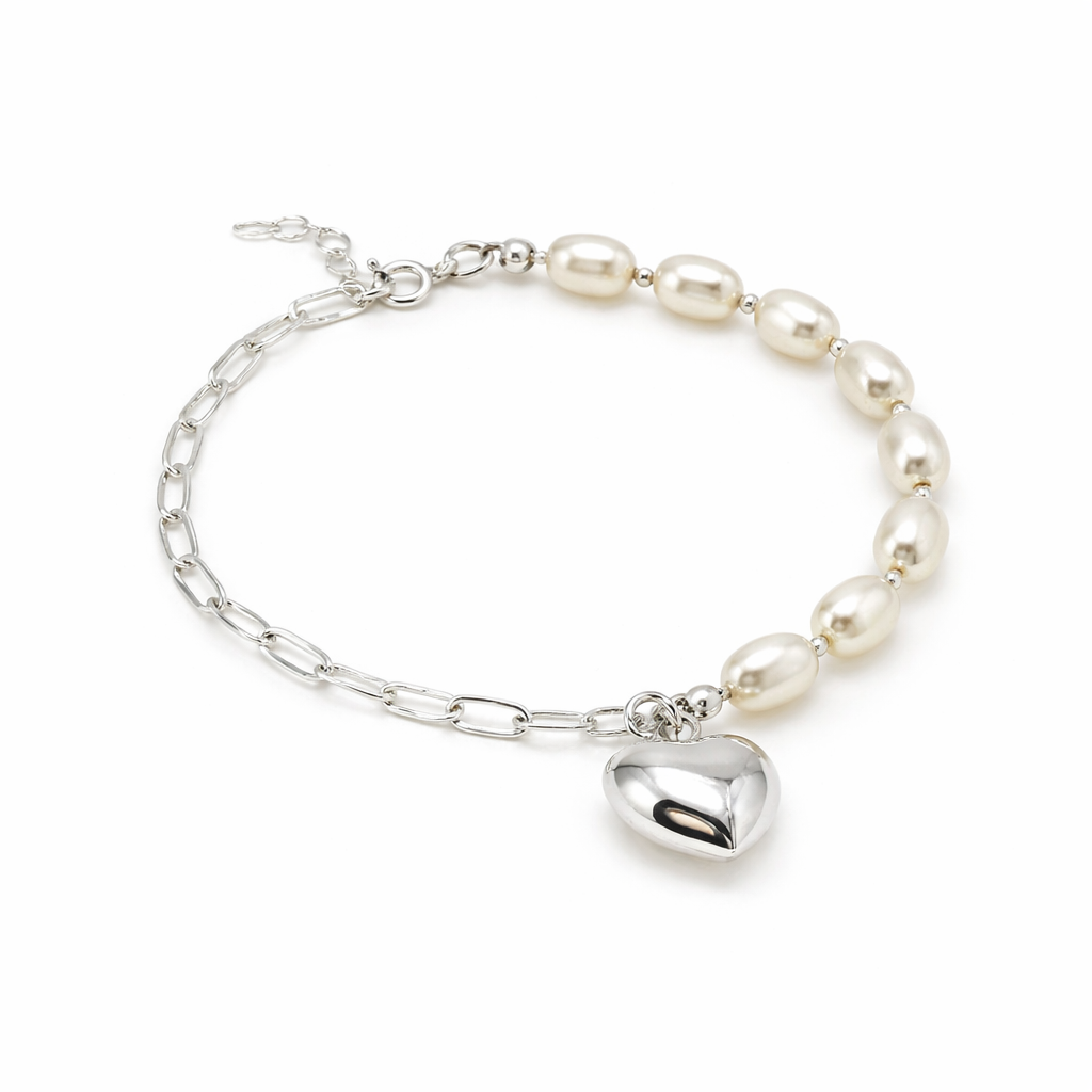 Luna Pearl Heart Bracelet - Sterling Silver 925