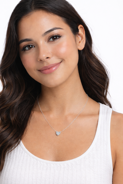 Forever Heart Necklace with Zc- Sterling Silver 925