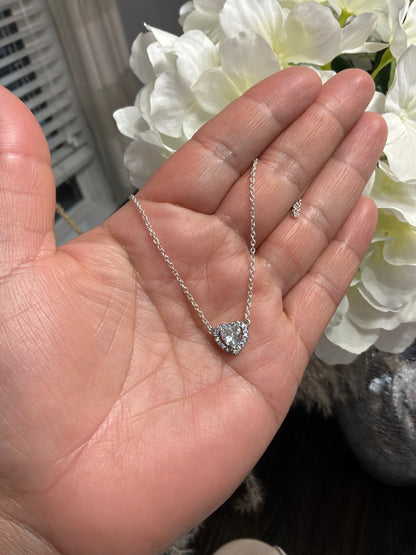 Forever Heart Necklace with Zc- Sterling Silver 925