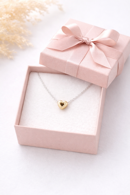 Gold Heart Necklace -Sterling Silver 925