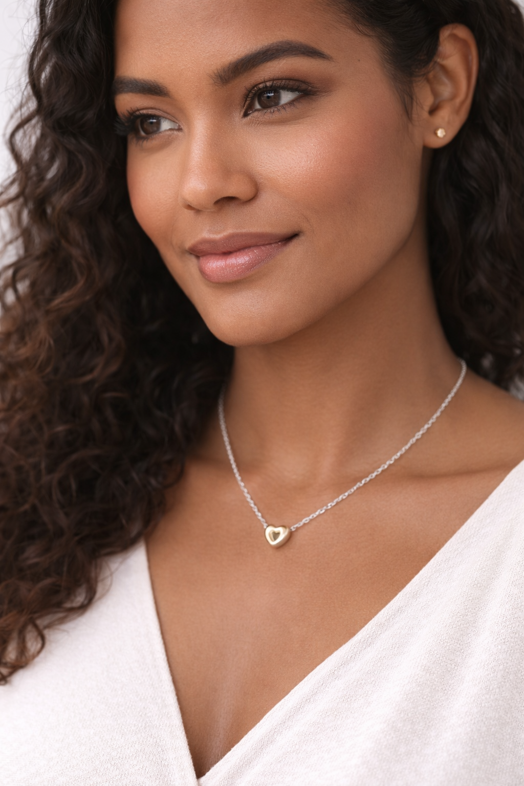 Gold Heart Necklace -Sterling Silver 925
