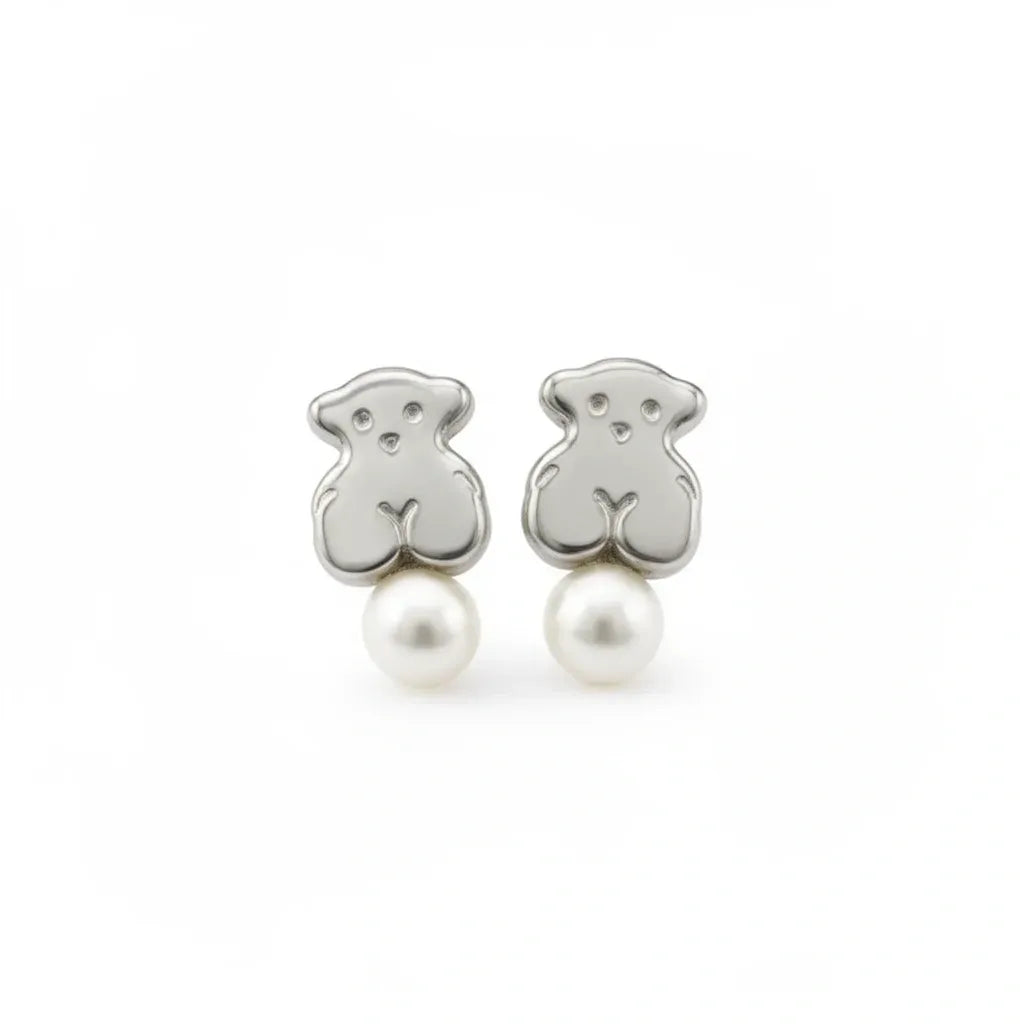 Teddy Pearl  Stud Earring - Sterling Silver 925