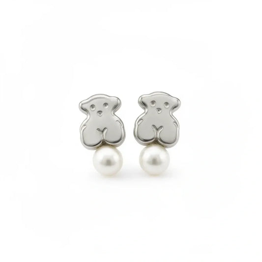 Teddy Pearl  Stud Earring - Sterling Silver 925