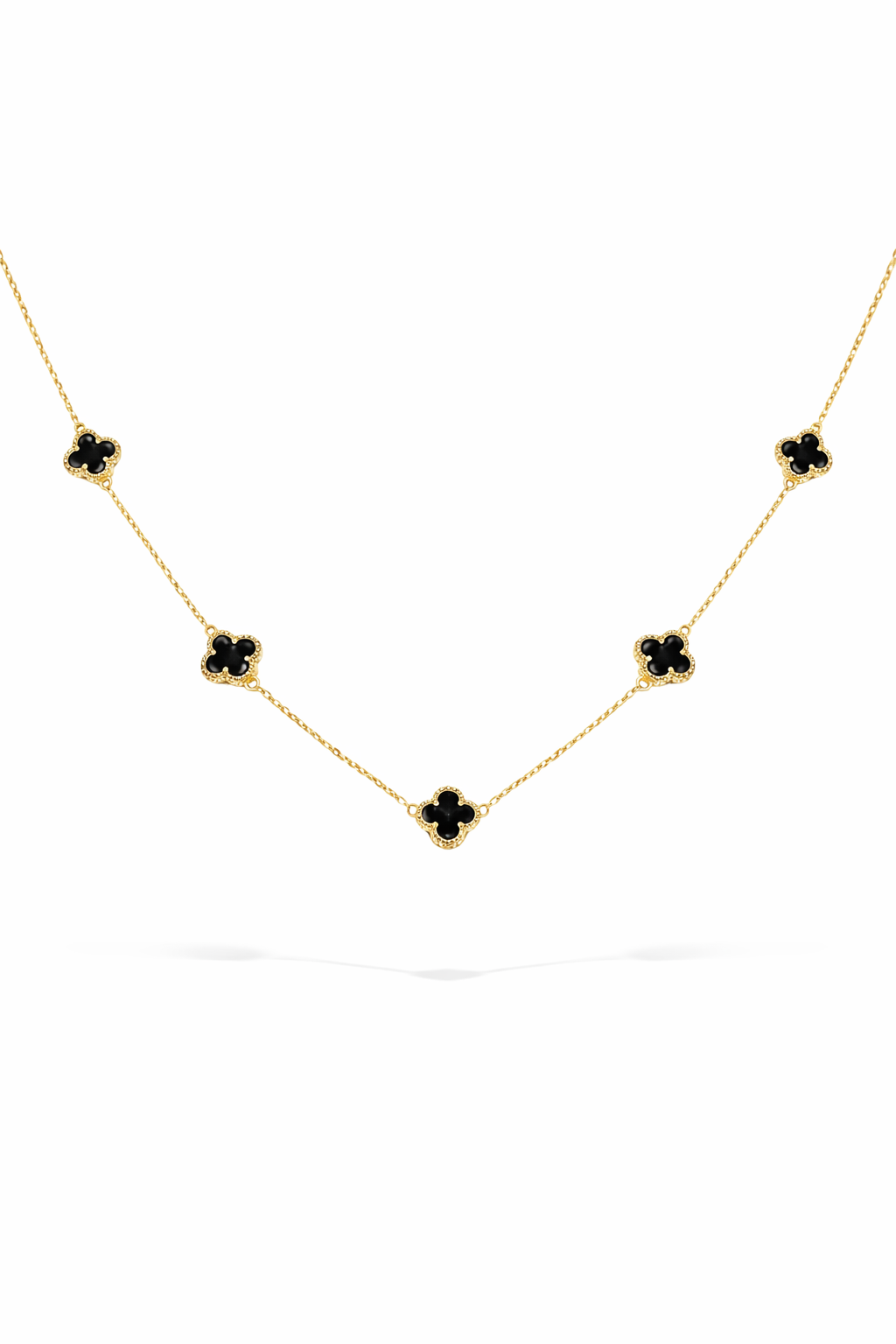 Onix Clover Necklace Sterling Silver 925 (gold) -8.5mm