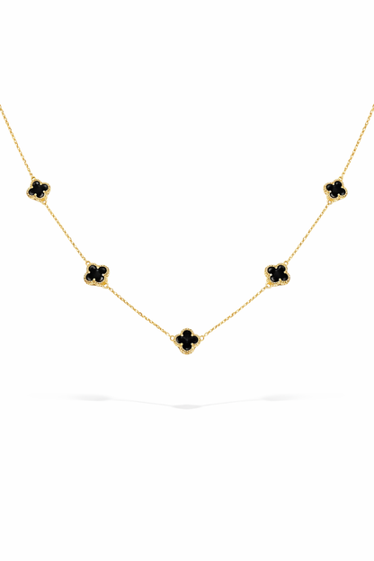 Onix Clover Necklace Sterling Silver 925 (gold) -8.5mm