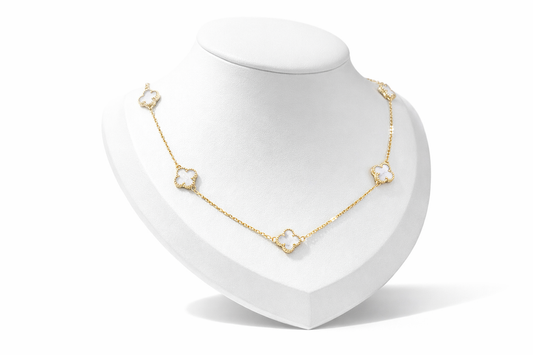 Pearl Clover Necklace Sterling Silver 925 (gold)-8.5mm