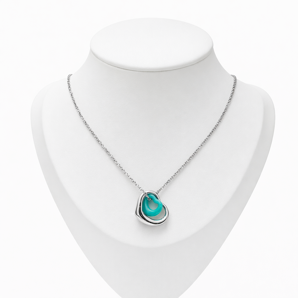 Open Heart Turquoise Necklace Sterling Silver 925