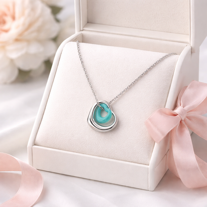 Open Heart Turquoise Necklace Sterling Silver 925