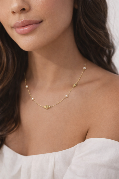 Aurora Pearl Gold Necklace – 925 Silver