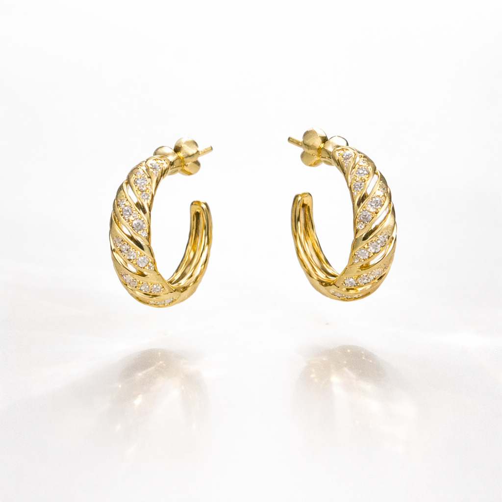 Roma  Hoops Earrings Sterling Silver 925
