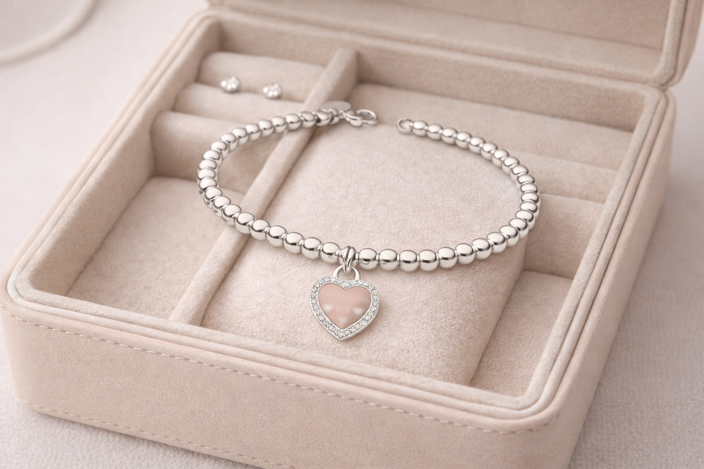 Heart Bracelet Beaded Sterling Silver 925