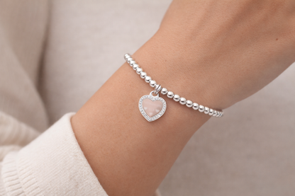 Heart Bracelet Beaded Sterling Silver 925
