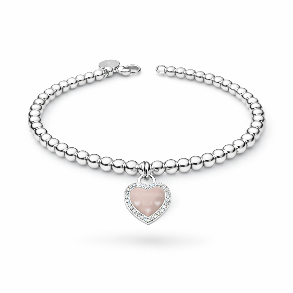 Heart Bracelet Beaded Sterling Silver 925