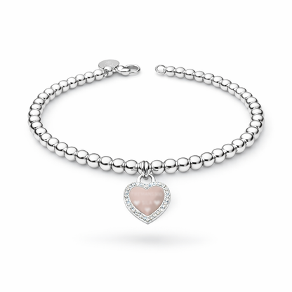 Heart Bracelet Beaded Sterling Silver 925
