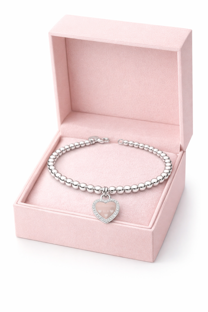 Heart Bracelet Beaded Sterling Silver 925