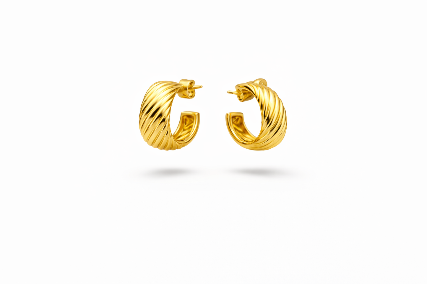 Golden Twist Hoops Earrings Sterling Silver 925