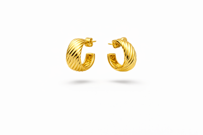 Golden Twist Hoops Earrings Sterling Silver 925