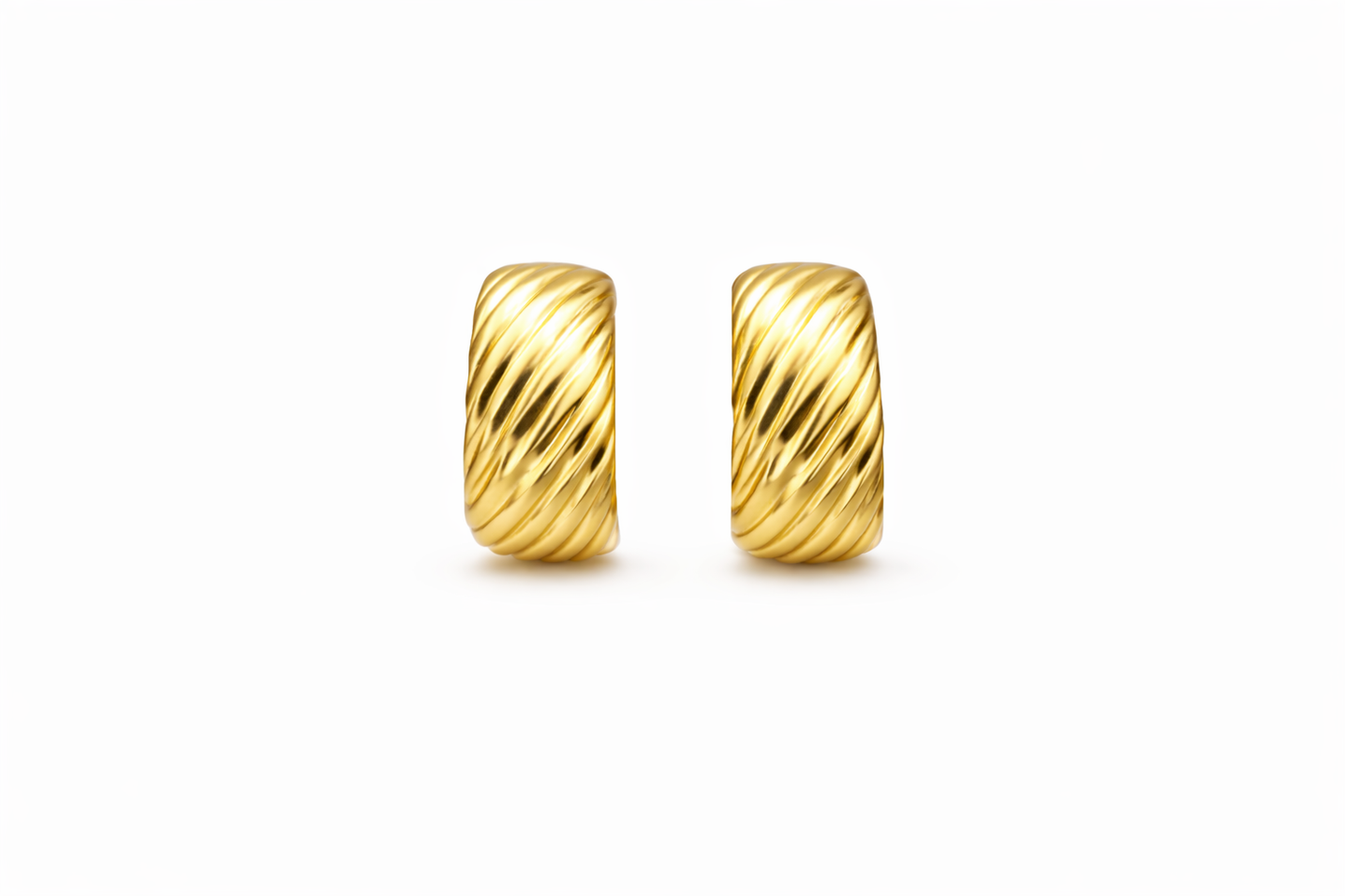 Golden Twist Hoops Earrings Sterling Silver 925