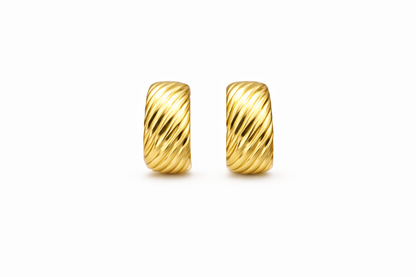 Golden Twist Hoops Earrings Sterling Silver 925