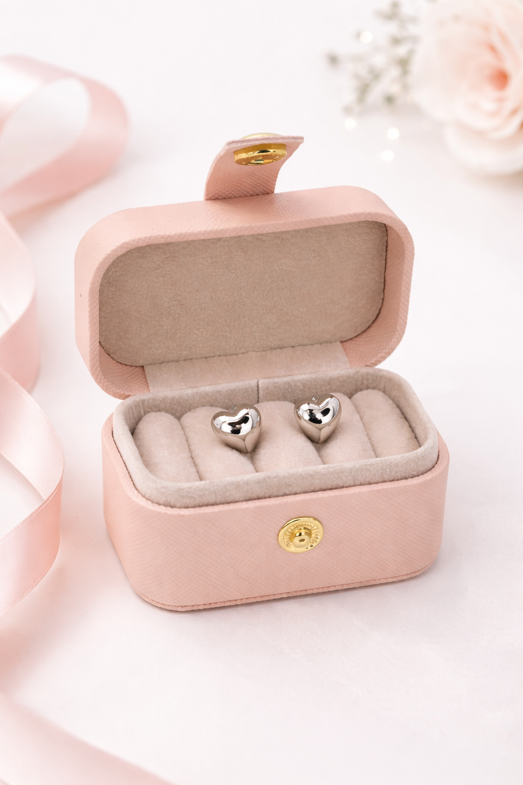 Amore Heart Stud Earrings Sterling Silver 925-10mm