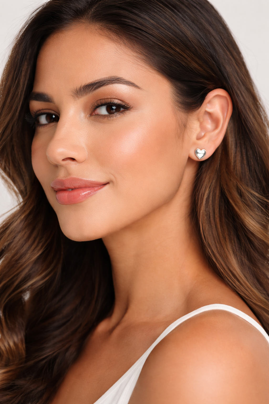 Classic Heart Stud Earrings – Sterling Silver 925