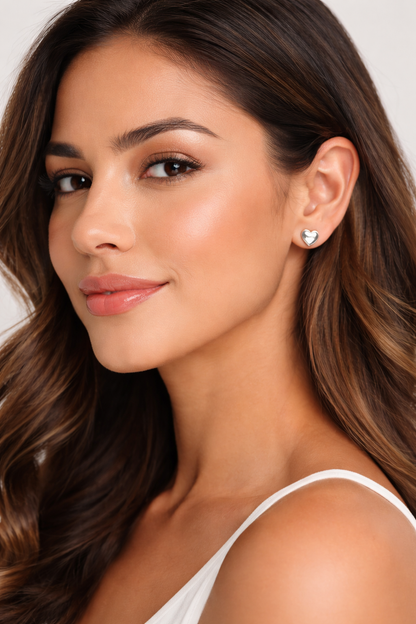 Classic Heart Stud Earrings – Sterling Silver 925