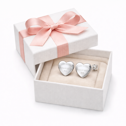Classic Heart Stud Earrings – Sterling Silver 925