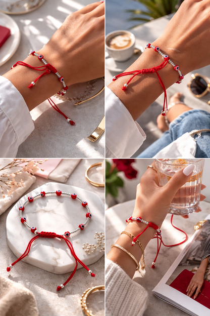 Evil Eye Bracelet Adjustable Sterling Silver 925