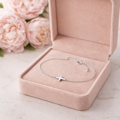 Cross Bracelet Sterling Silver 925 - up to 8”