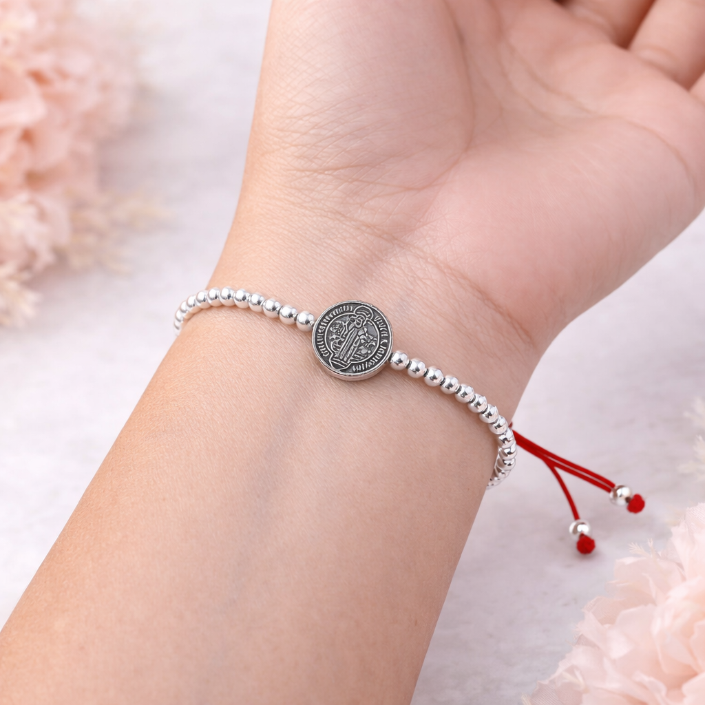 Saint Benedict  Bracelet, Religious-Protection Sterling Silver 925