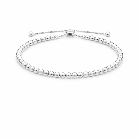 Beaded Adjustable Bracelet Sterling Silver 925