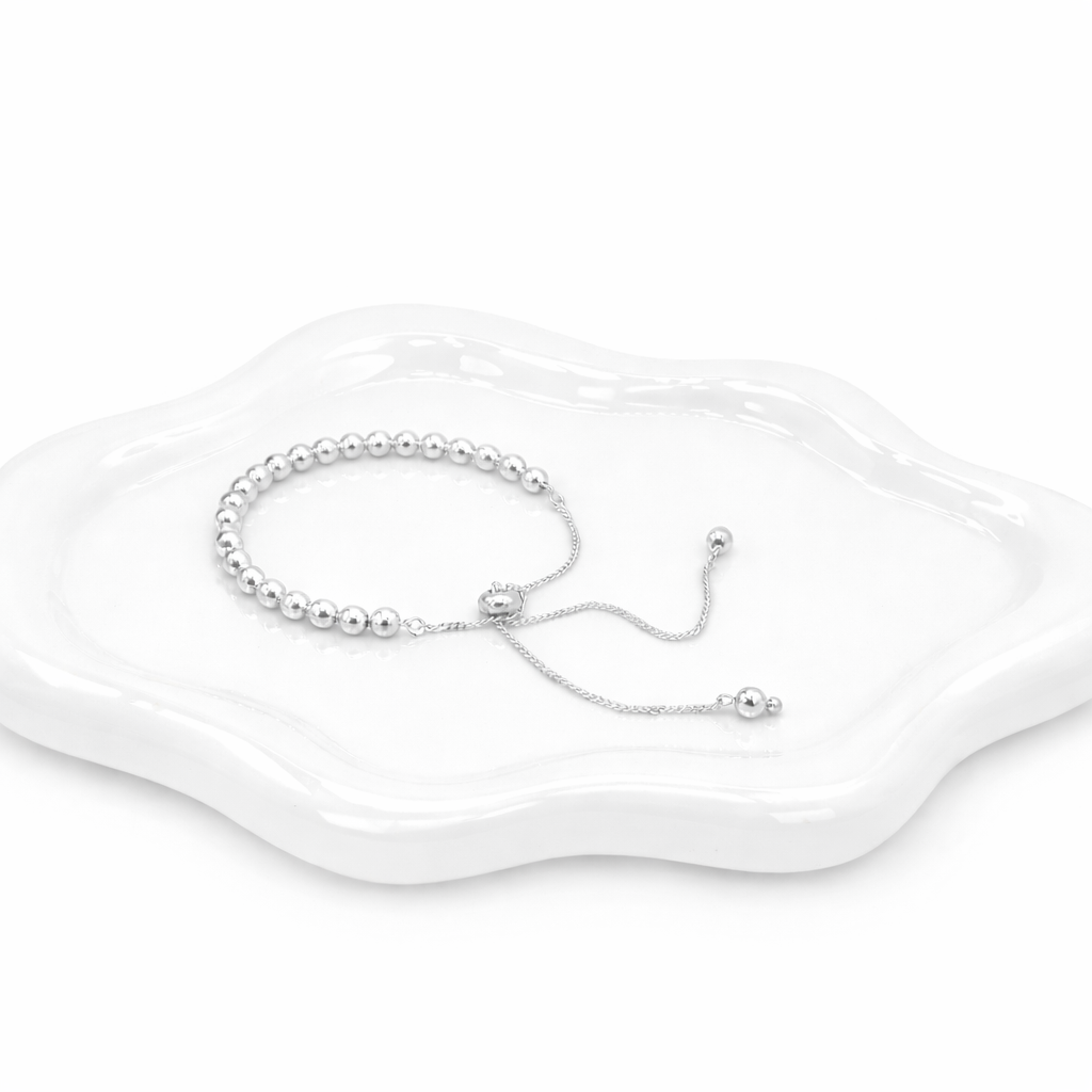 Beaded Adjustable Bracelet Sterling Silver 925