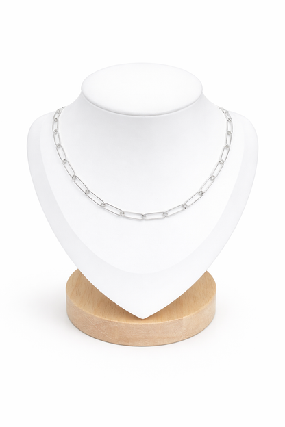 Paper Clip l  Chain 3 mm Necklace Sterling Silver 925