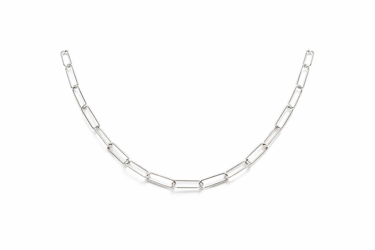 Paper Clip l  Chain 3 mm Necklace Sterling Silver 925