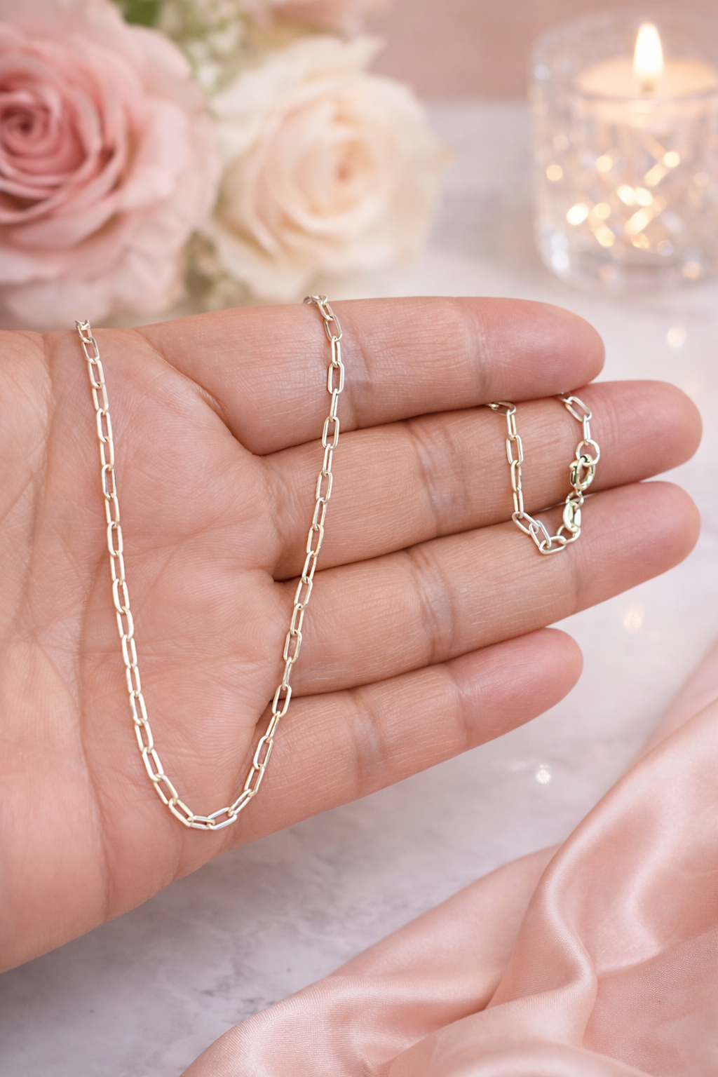 Paperclip  Chain 2 mm Necklace -Sterling Silver 925
