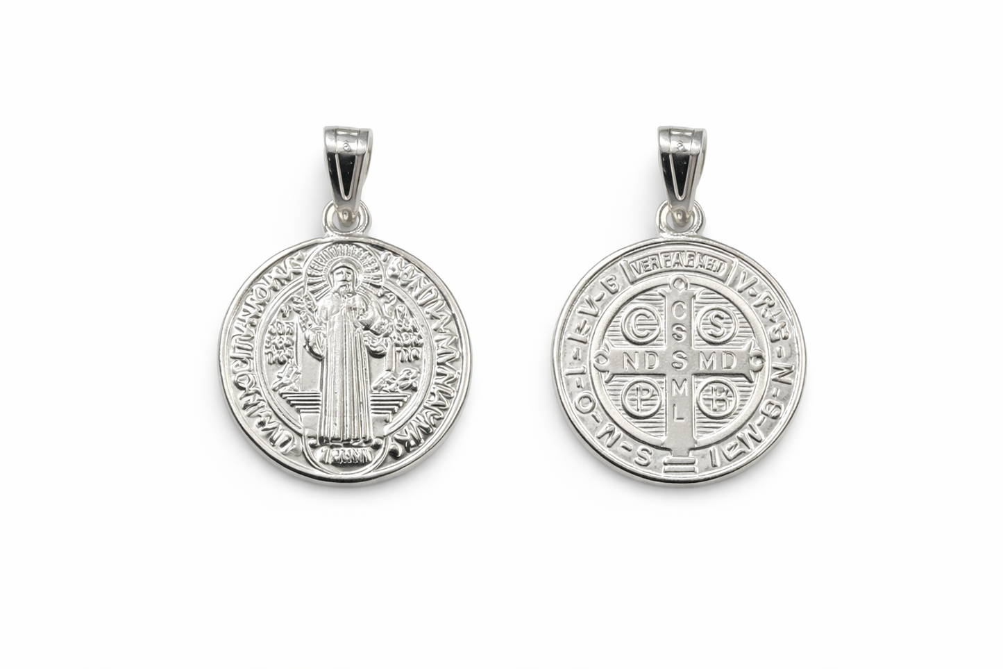Saint Benedict Pendant Sterling Silver 925 - 1.3”