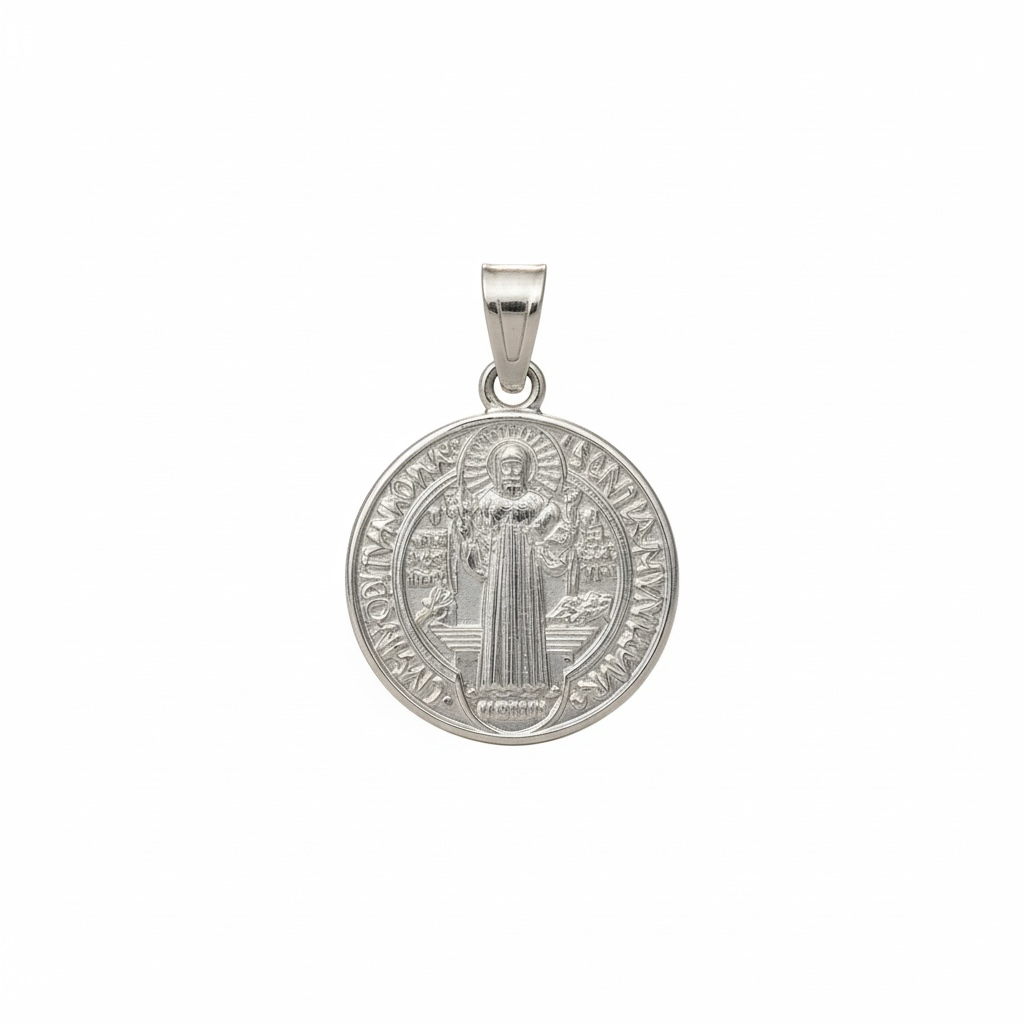 Saint Benedict Pendant Sterling Silver 925 - 1.3”