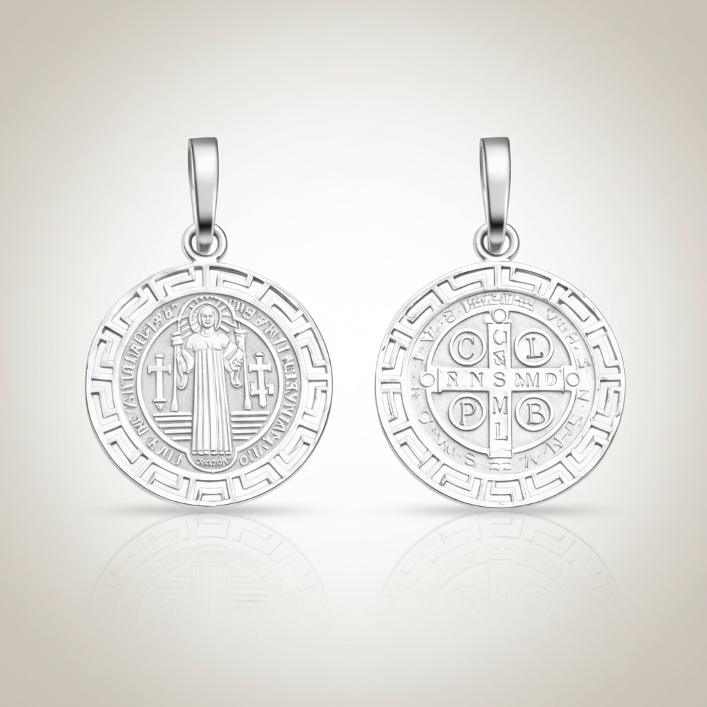 Saint Benedict Pendant Sterling Silver 925 - 1.35”