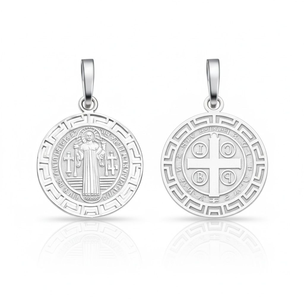 Saint Benedict Pendant Sterling Silver 925 - 1.35”