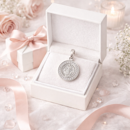 Small Saint Benedict Medal  0.7 inch – 925 Sterling Silver