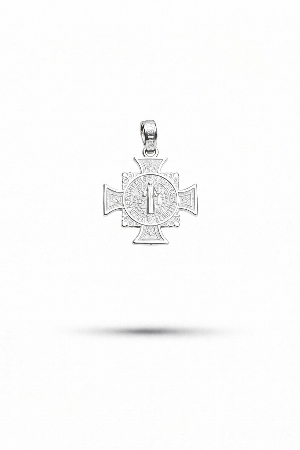Saint Benedict Cross Pendant - Sterling Silver 925 - 0.9”