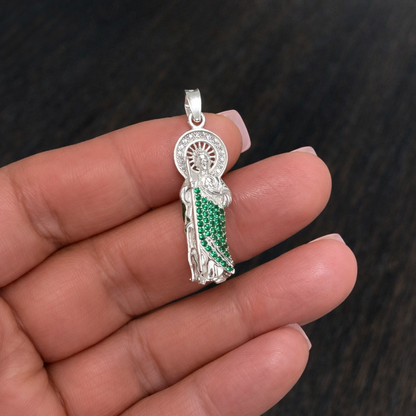 Saint Jude Pendant with Zc - Sterling Silver 925- 1.45”