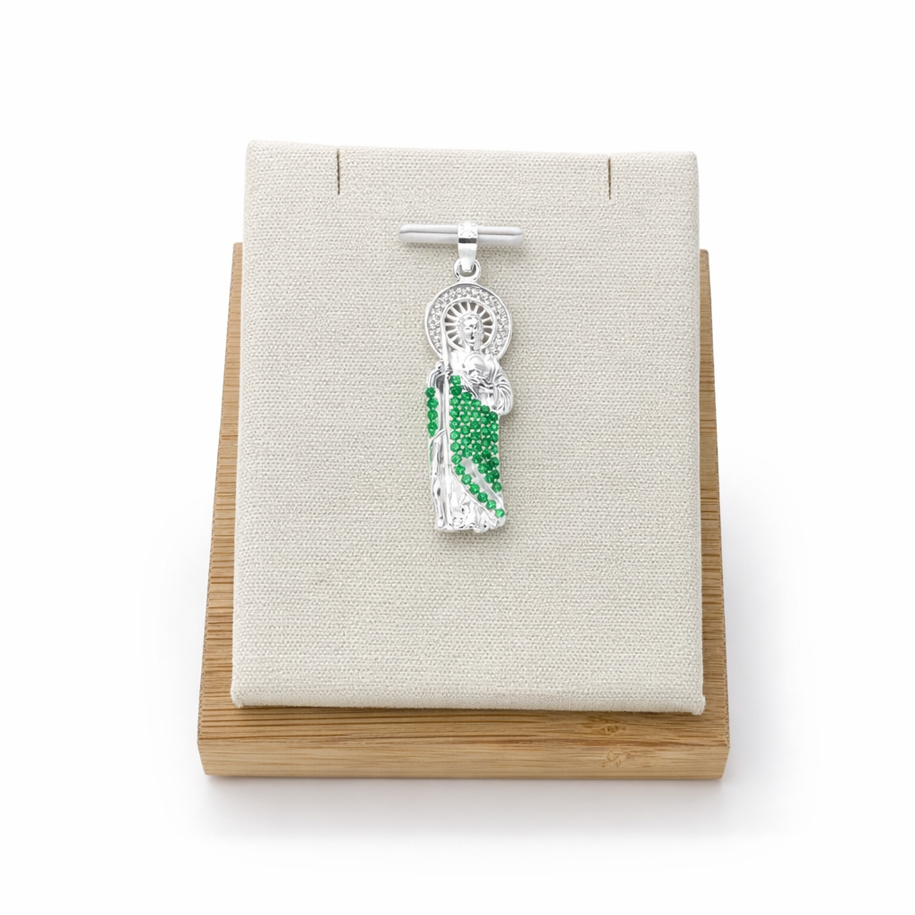 Saint Jude Pendant with Zc - Sterling Silver 925- 1.45”